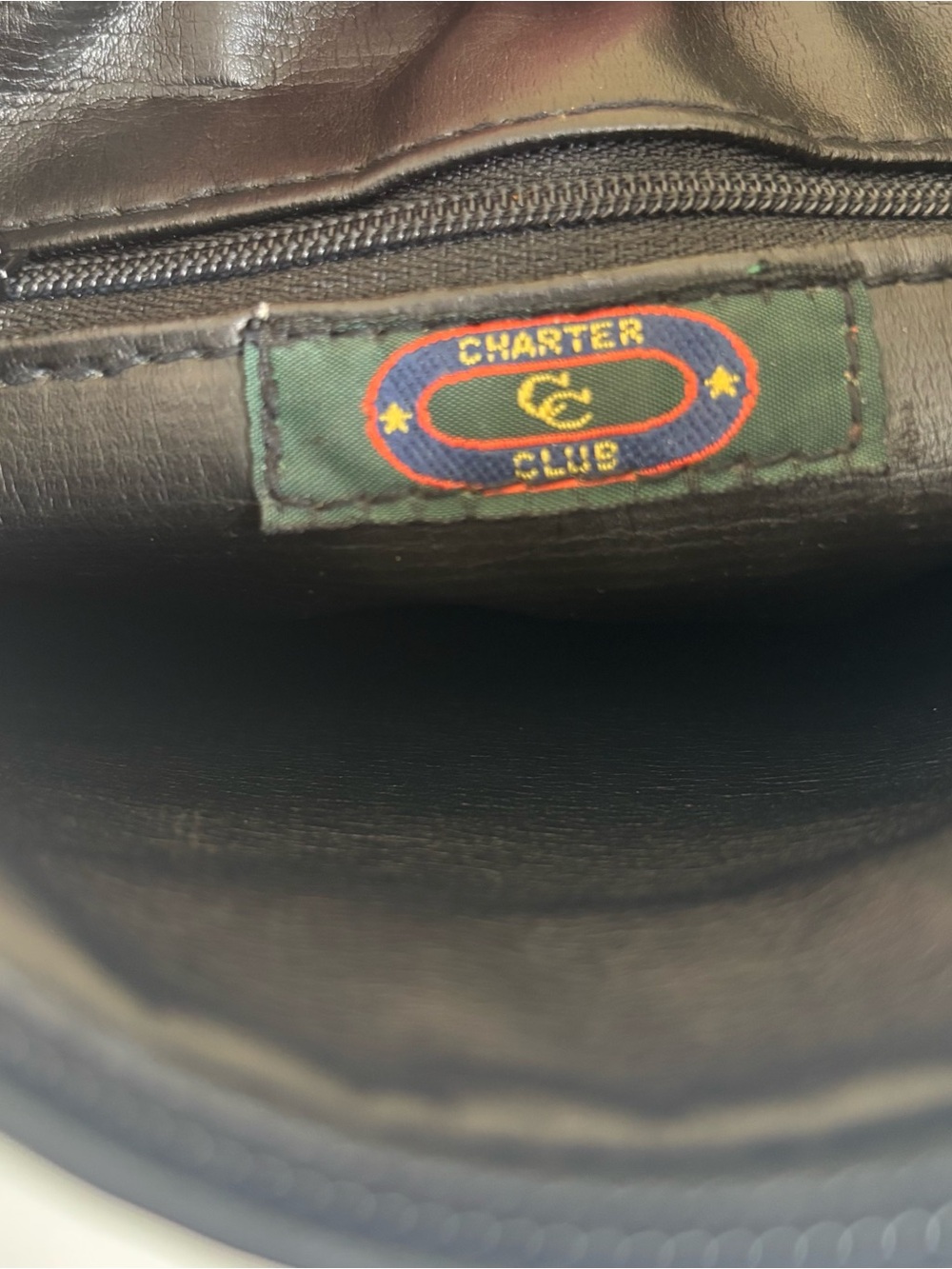 Vintage Charter Club Black Leather Flap Crossbody Bag Gold Medallion Accent - Picture 8 of 13